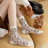 Donne calzini da donna ricamo da donna in stile giapponese Girls Kawaii Cotton Trend Sweet Flower Casual High Quality