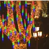 Stringhe 30/50 cm 8 tubi Meteor Shower Led String Lights per ghirlande Street Garden Decorazioni per alberi di Natale Outdoor Navidad Fairy Light