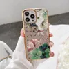 Luxury Electroplated Back Phone Cases for iPhone 14 14pro 13 13pro 12 Pro Max 11 X Xs Xr 8 7 Plus PU Leather Back Shell Flower Animal Print Case Bumper Cover