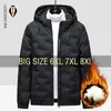 Herren Westen Winterjacken Daunen Hoodie Windschutz Plus Größe 6XL 7XL 8XL Übergröße Schwarz Warme Mäntel Lose Männlicher Reißverschluss Wasserdicht Gepolstert 221129