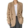 Women's Suits Blazer Women Double Breasted Oversized Jacket Official Ladies Loose Long Sleeve Thin Cardigan Suit Coat For Wedding