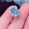 Pierścienie klastra Naturalne i prawdziwy niebieski palec Topaz 925 Srebrny pierścień luksusowy styl