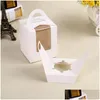 Cupcake Single Cupcake Boxes With Clear Window Handle Portable Aron Box Mousse Cake Snack Paper Package Birthday Party Supply 103 Dr Dhdjh