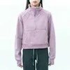 Yoga kläder lu-99 kvinnor Lululemen Fitness Hoodies Running Jacket Fashion Ladies Sport Half Zipper Sweatshirt Tjock Loose Short Style Coat Purple54