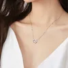Pendant Necklace for Women Beating Heart Silver Round Brilliant Cut Chain Jewelry Wedding Gift