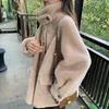 Women s Fur Faux Fashion ry Jacket Coat Stand Collar Vintage Lambswool Femme Thick Winter Abrigo Streetwear 221128