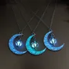 Mode élégance charme Long collier pendentifs pour femmes hommes filles en gros fête brillant lune pierre de lune collier bijoux cadeau