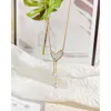 Chains Drop Jewelry Wholesale Trendy Stainless Steel Heart Clavicle Chain Tassel Pearl Texture Peach Necklace Accessories