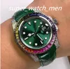 Luxury Watches Top Classic Watch Candy Color Diamond Mens Watches Automatic Mechanical 40mm Rainbow Bezel Business Wristwatch Leather Strap flera stilar