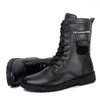 Bottes en cuir microfibre hommes militaires hommes moto équitation chasse chaussures de marche Designer désert Botas Hombre noir # g3