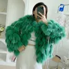Women Sur Fal Faux Luxo Outono Inverno 3d Hairball Chequeiro Capata Finged Jaqueta Mink Tassels Coat Ry Cardigan Tops 221128