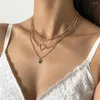 Pendant Necklaces 2022 Punk Metal Bead Chain Drip Red Heart Necklace For Women Female Fashion Vintage Gold Color Multilevel Jewelry Gift