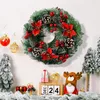 Decorative Flowers PreLit Artificial Christmas Wreath Outdoor With Pine Cones Berries And Handcrafted Lighted