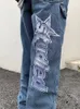 Jeans pour femmes lettre broderie jeans femmes rue rétro sauvage surdimensionné pantalon large amoureux lâche tendance décontracté taille haute 221128