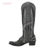 Bottes Western Brwon Cowboy Bottes Arrivée Marque De Luxe Bout Rond Fermeture Éclair Latérale Femmes Bas Talon Chunky Chaussures 221129