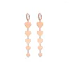 Hoop Earrings Long Tassel Earring Korean Jewelry Stainless Steel Sweet Heart Dangle Rose Gold Color For Women Fashion Gifts 2022