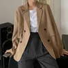 Women's Suits Blazer Women Double Breasted Oversized Jacket Official Ladies Loose Long Sleeve Thin Cardigan Suit Coat For Wedding