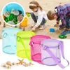 Storage Bags Outdoor For Kids 3D Round Blue Purple Pink Green Mesh Children's Beach Bucket Sand Free Bag Toy Collection