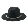 Basker vinter hattar för kvinnor höst hatt fedora filt man panama casual vintage western cowboy chain wide rim 62m Sombrero Hombre