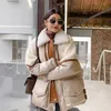 Women s Down Parkas Fashion Winter Thicken Short Jacket Lamb Wool Collar White Duck Casual Patchwork Coats Y198 221128