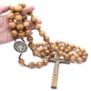Collane con ciondolo Rosario in legno di pino naturale Collana con perline Grande croce religiosa da appendere alla parete Decorazione Accessori per gioielli
