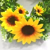 Decorative Flowers Spring Sunflower Artificial Wreaths 30cm Small Flower Garlands For Front Door Wall Decoration