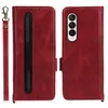 Retro Magnetic Flip Phone Cases for Samsung Galaxy Z Fold3 5G Multiple Card Slots Solid Leather Wallet Clutch Kickstand Protective Shell with Pen Slot Holder