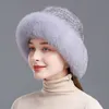 Trapper Hat Winter Luxury Sticked Real Mink Fur Bomber Hat Natural Warm Cap Girls Soft 100% äkta 221129