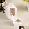 Cupcake Single Cupcake Boxes With Clear Window Handle Portable Aron Box Mousse Cake Snack Paper Package Birthday Party Supply 103 Dr Dhdjh