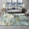 Tapis à la mode nordique moderne bleu et jaune abstrait encre salon chambre cuisine chevet tapis tapis de sol personnalisation