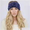 Headbands Colorf Bronzing Knitted Headband For Women Winter Warm Wool Crochet Turban Headwraps Hairbands Knitting Hair Accessories D Dhxzb