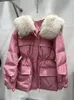 Piumino da donna Lagabogy Inverno Grande vera pelliccia Corto spesso caldo 90 Cappotto d'anatra bianco Piumino allentato femminile Capispalla 221128