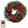 Decorative Flowers PreLit Artificial Christmas Wreath Outdoor With Pine Cones Berries And Handcrafted Lighted