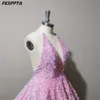 Parti Elbiseleri Seksi Pembe Kısa Prom Sırtsız Katmanlı Etek Gerilebilir Pullar Akşam Robe De Soiree Toptan 221128