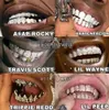 18K Real Gold Teeth Fang Grillz Punk Hip Hop Cubic Zircon Iced Out Vampire Dental Mouth Grills Braces Tooth Cap Rapper Jewelry for205a