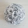 Decorative Flowers 6" 15 CM Artificial Rose Silk Flower Ball Hanging Kissing Balls For Christmas Wedding Party Decoration 16 Color