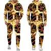 Survêtements pour hommes Style baroque Imprimé 3D Couronne Chaîne dorée Sweat à capuche / Pantalon / Costume Pull décontracté Sweat Pantalon Sportswear Ensemble de survêtement 221128