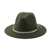 베레트 겨울 모자 여성 가을 ​​모자 Fedora Felted Man Panama Casual Vintage Western Cowboy Chain Wide Brim 62m Sombero Hombre