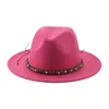 Berretti Cappello da donna Cappelli invernali da uomo Fedora Feltro Panama Western Cowboy Catena solida Casual Sombreri a tesa larga