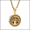 Pendant Necklaces Luxury Designer Jewelry Necklace Stainless Steel Pendant Diamonds Gold Round Mens Pendants Necklaces Drop D Dhgarden Dhcle