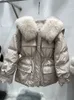 Piumino da donna Lagabogy Inverno Grande vera pelliccia Corto spesso caldo 90 Cappotto d'anatra bianco Piumino allentato femminile Capispalla 221128