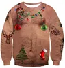 Men's Hoodies 2022 Christmas Round Neck Sweater Snowflake Hooded Elk Sweatshirt Men's Loose Women's Bottoming Top Anime