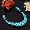 Choker Bohemian Style Semi-ädelsten Stone Turquoise Clavicle Chain Thai vaxtråd Handvävd korta halsband Kvinnor