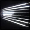 LED -str￤ngar Meteor Dusch String Lamp Solar Powered 8st/Set Christmas Light Snowfall LED Rems Regn Tube 30 50 80cm Tubes EU US UK DHK9Z