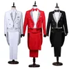 Erkekler Suits Blazers Erkek Kuyruklu Beyaz Siyah Kırmızı Jakar Kazan Tail Ceket Sahne Şarkıcı Kostüm Düğün Damat Balo Smokin Elbise Jacketpants 221128