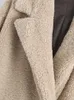 تمزج الصوف النسائي للنساء الموضة الأنيقة الدافئة الدافئة الفراء تيدي معطف خمر جيوب الأكمام الطويلة الشتاء أنثى الملابس الخارجية أنيقة قمم 221128