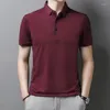 Herrenanzüge 6212 T-Shirt für Männer 2022 Business Casual Quick Dry Kurze Ärmel Effen Bunte Dunne Turn-Down Kraag Kleidung