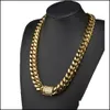 Chains 618Mm Wide Gold Stainless Steel Cuban Miami Chain Necklaces Cz Zircon Box Lock Big Heavy Jewelry Drop Delivery Pendant Dhgarden Dhctv