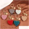 Key Rings Fashion Fl Rhinestone Keychain Couple Peach Heart Key Chains Bling Crystal Pendant Keyring Holder Charm Bag Women Jewelry Dho7R