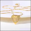 Pendant Necklaces 30Pcs/Lot Stainless Steel Gold Sier Color Initial Letter Heart Chain Necklace For Women Fashion Jewelry Dr Dhgarden Dhmue